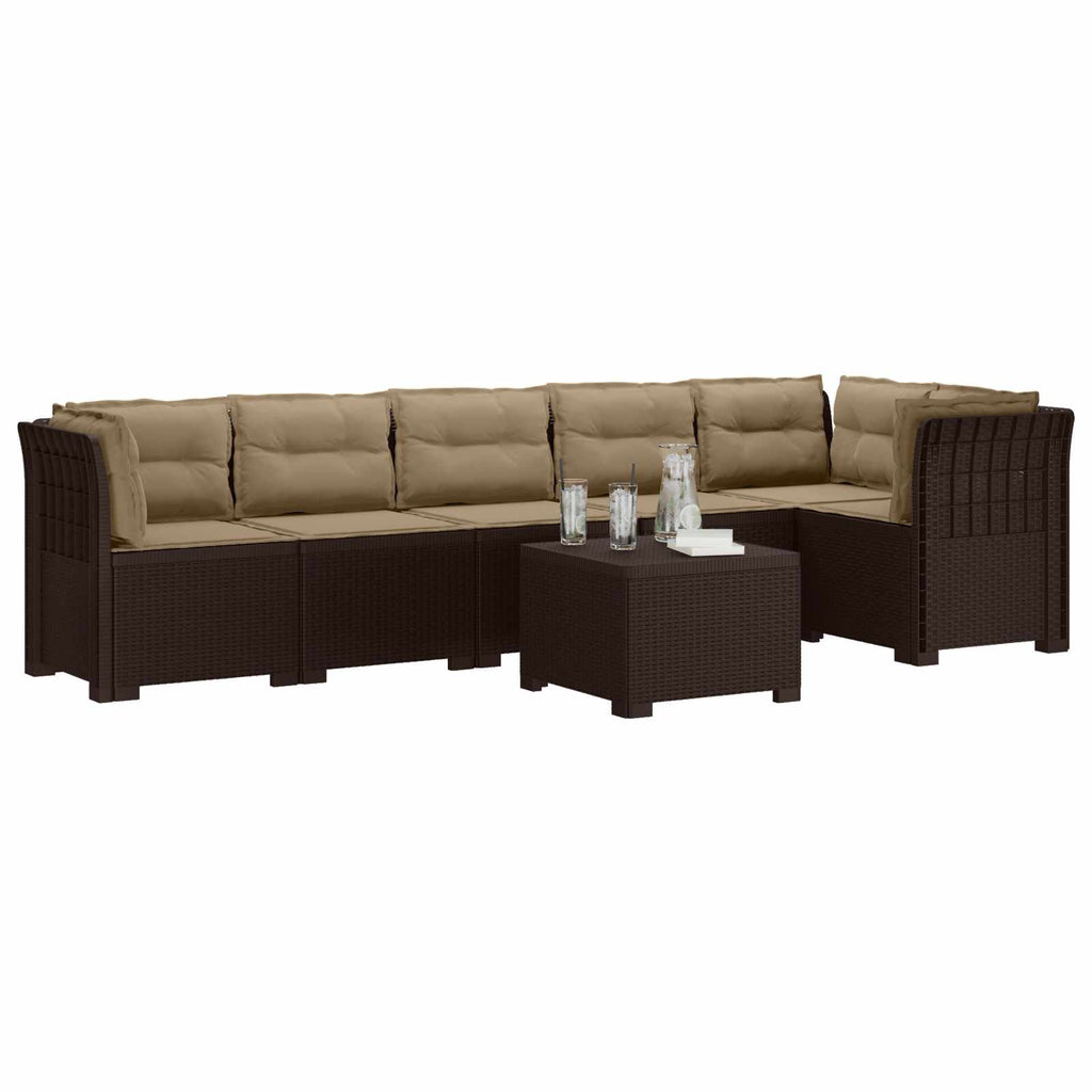 vidaXL Sofa Ogrodowa 6-osobowa z Poduszkami w Wyglądzie Rattanu PP