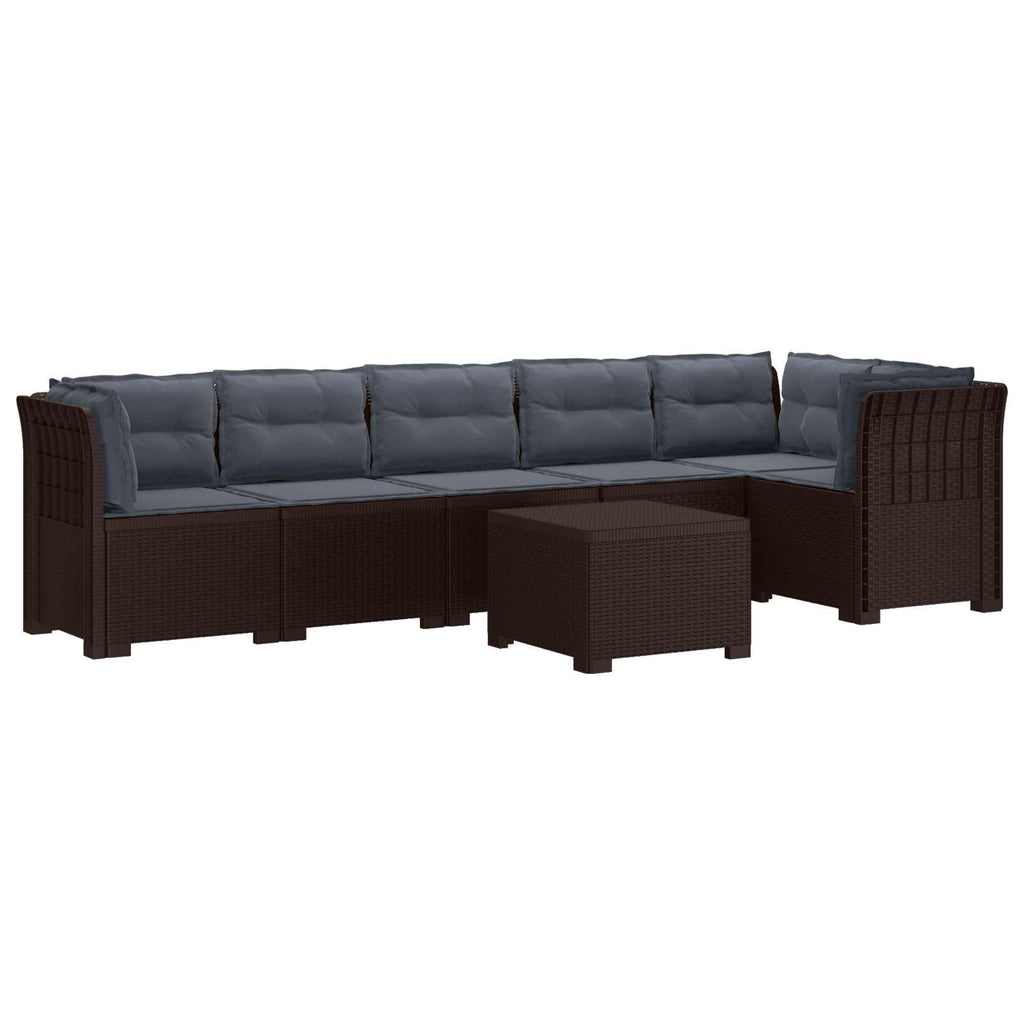 vidaXL Sofa Ogrodowa 6-osobowa z Poduszkami w Wyglądzie Rattanu PP