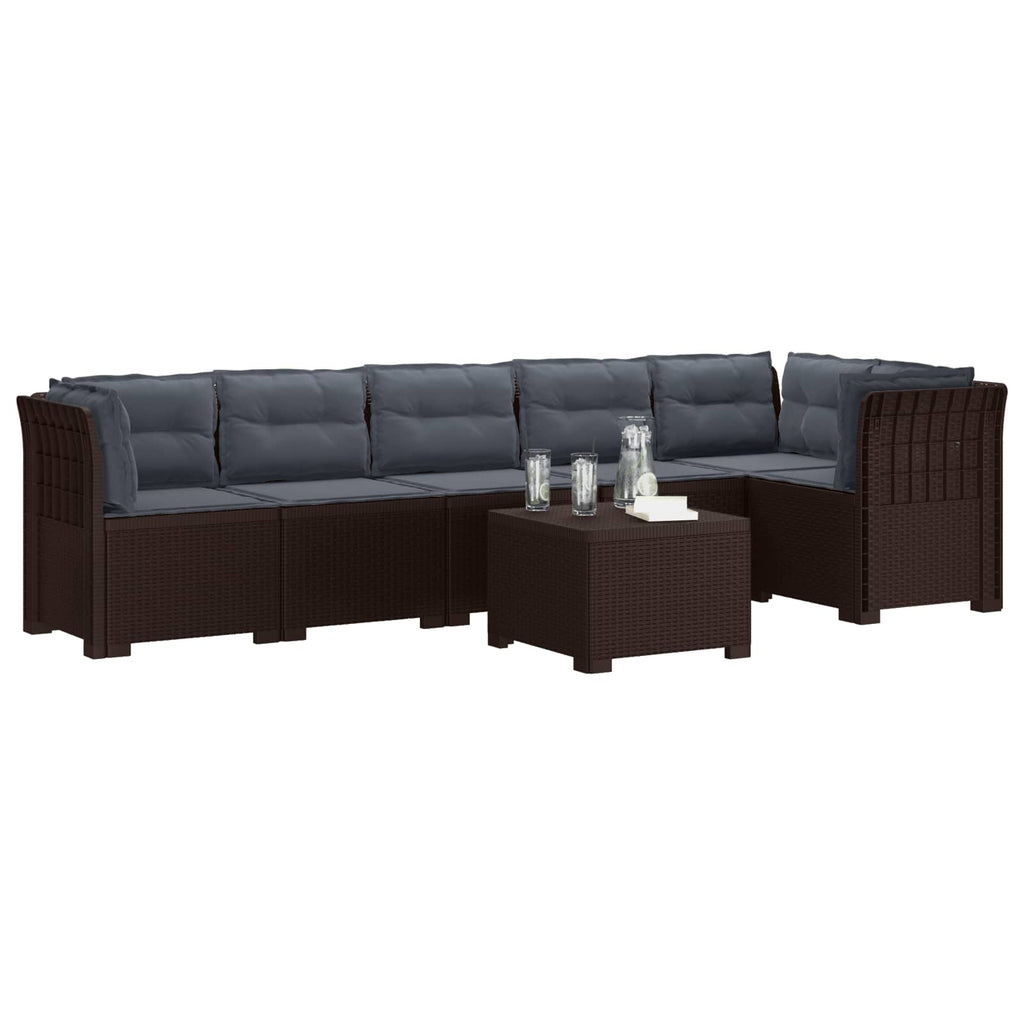 vidaXL Sofa Ogrodowa 6-osobowa z Poduszkami w Wyglądzie Rattanu PP