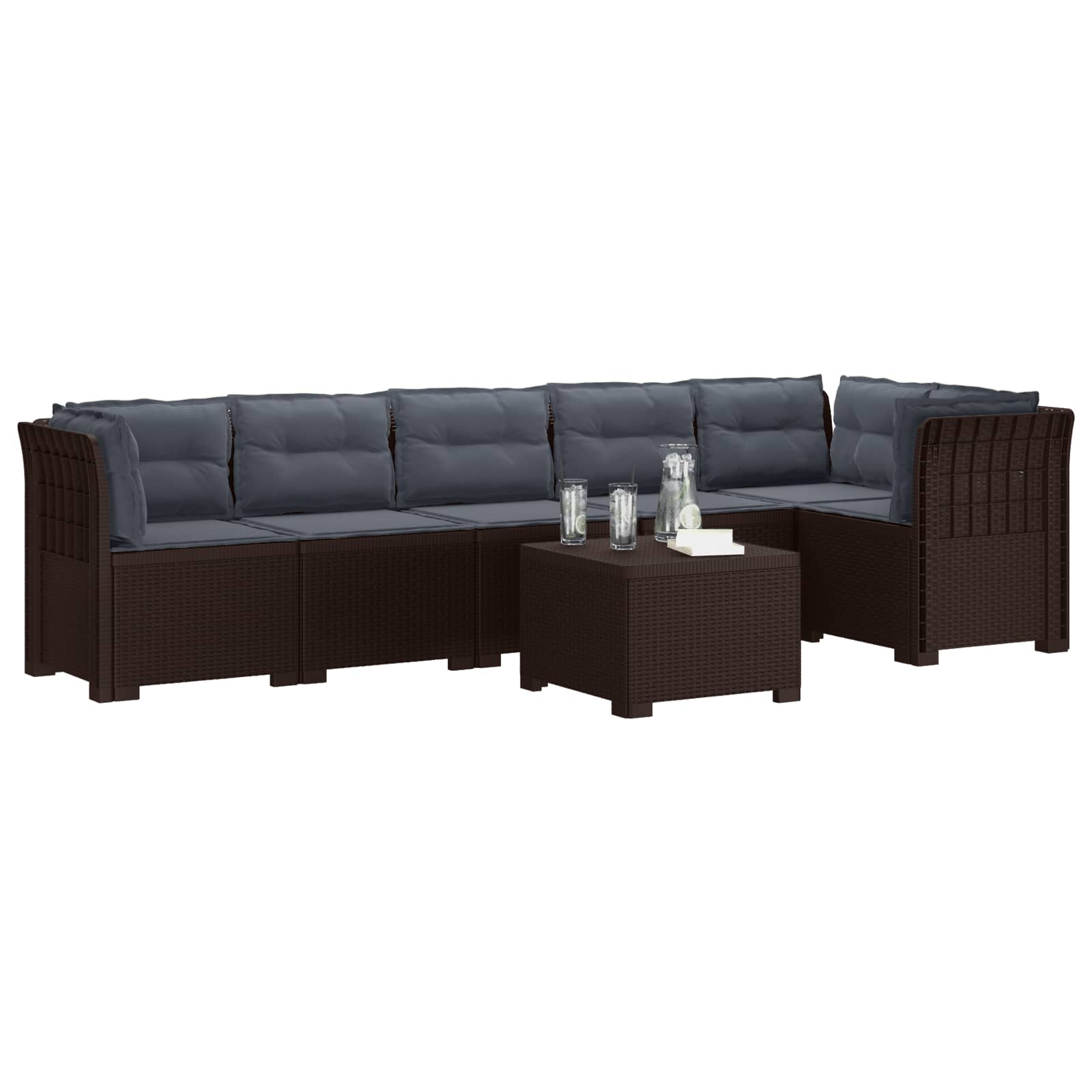 vidaXL Sofa Ogrodowa 6-osobowa z Poduszkami w Wyglądzie Rattanu PP