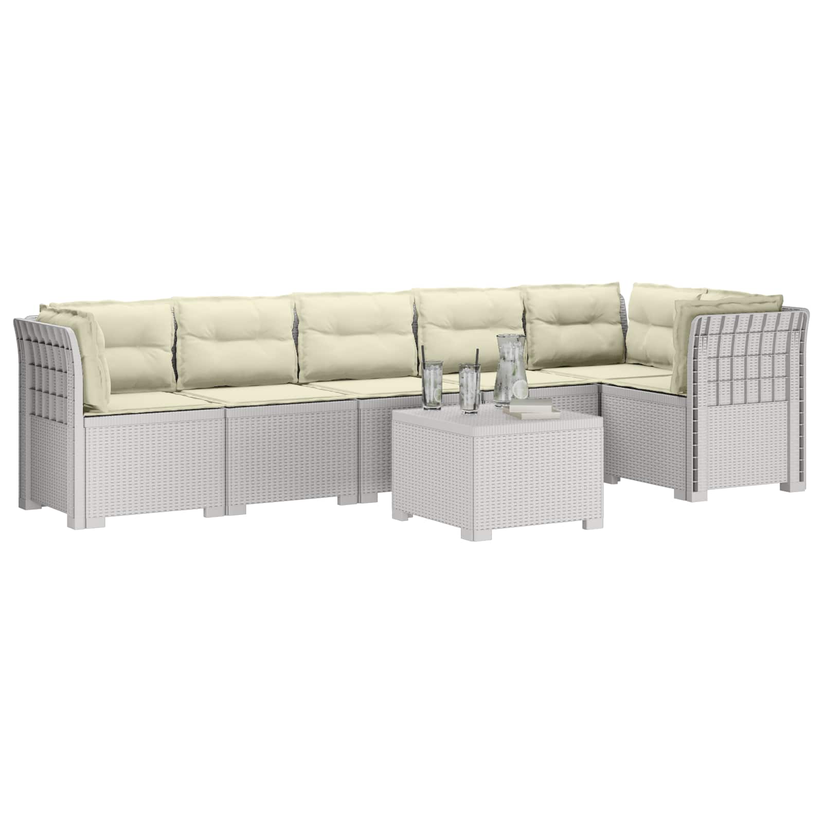 vidaXL Sofa Ogrodowa 6-osobowa z Poduszkami w Wyglądzie Rattanu PP