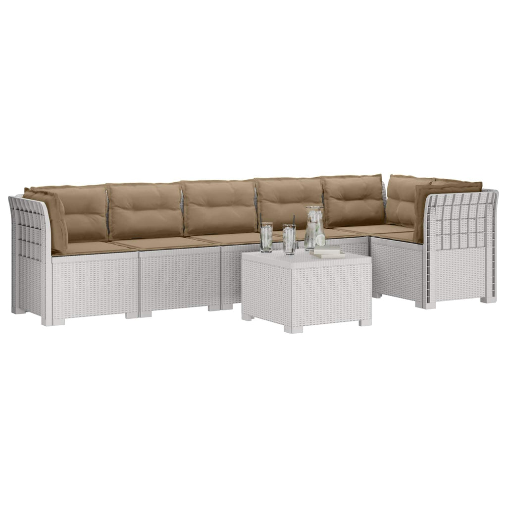 vidaXL Sofa Ogrodowa 6-osobowa z Poduszkami w Wyglądzie Rattanu PP