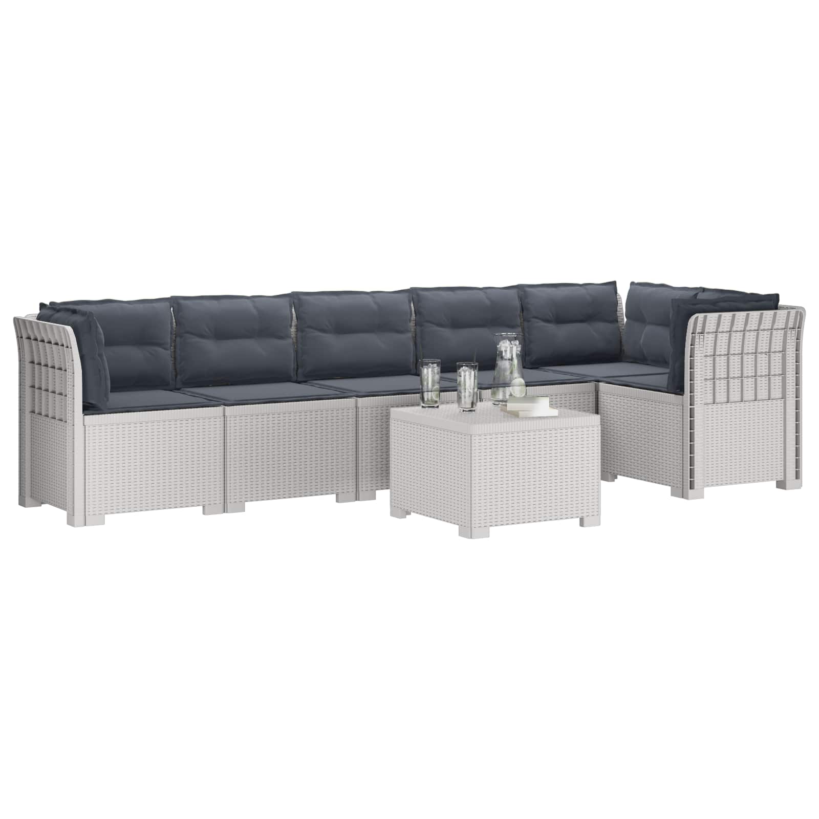 vidaXL Sofa Ogrodowa 6-osobowa z Poduszkami w Wyglądzie Rattanu PP