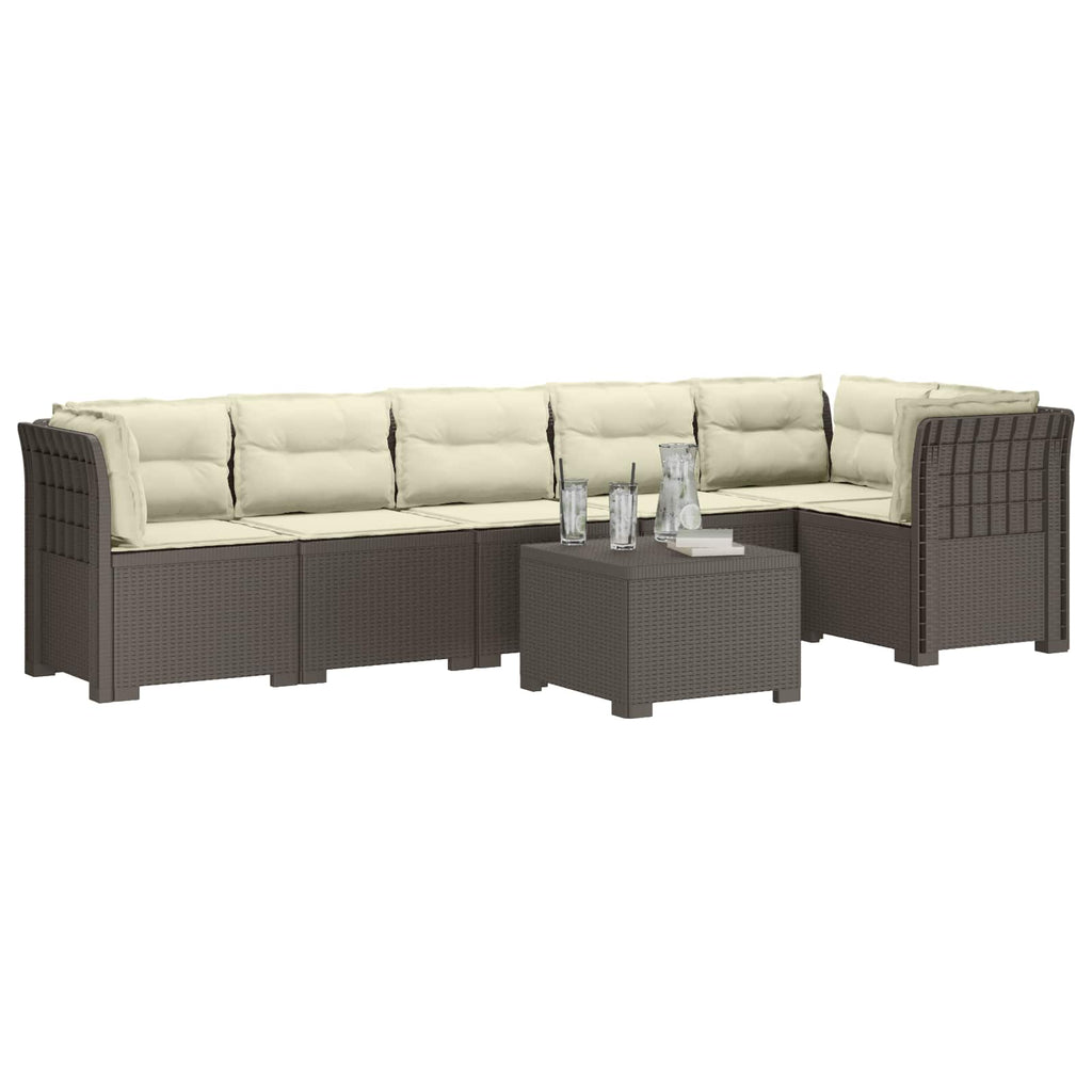 vidaXL Sofa Ogrodowa 6-osobowa z Poduszkami w Wyglądzie Rattanu PP
