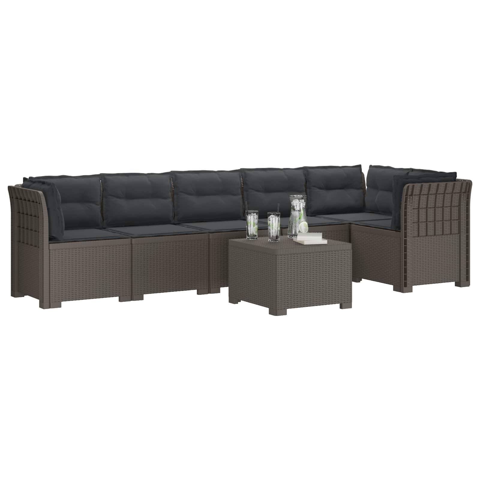 vidaXL Sofa Ogrodowa 6-osobowa z Poduszkami w Wyglądzie Rattanu PP