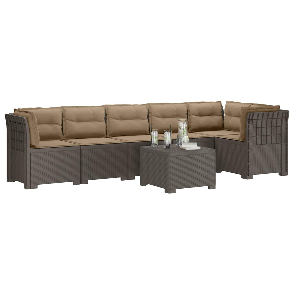 vidaXL Sofa Ogrodowa 6-osobowa z Poduszkami w Wyglądzie Rattanu PP