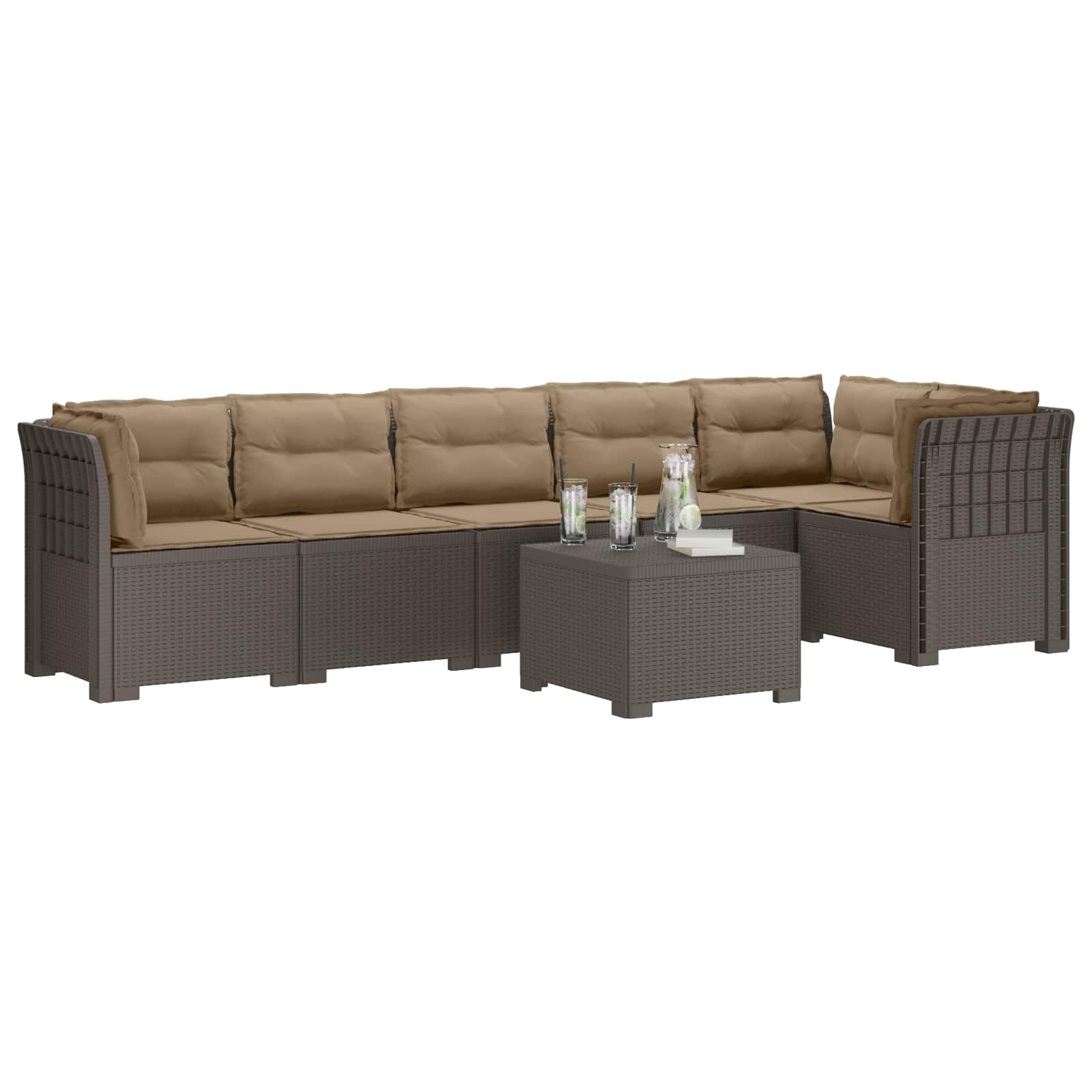vidaXL Sofa Ogrodowa 6-osobowa z Poduszkami w Wyglądzie Rattanu PP