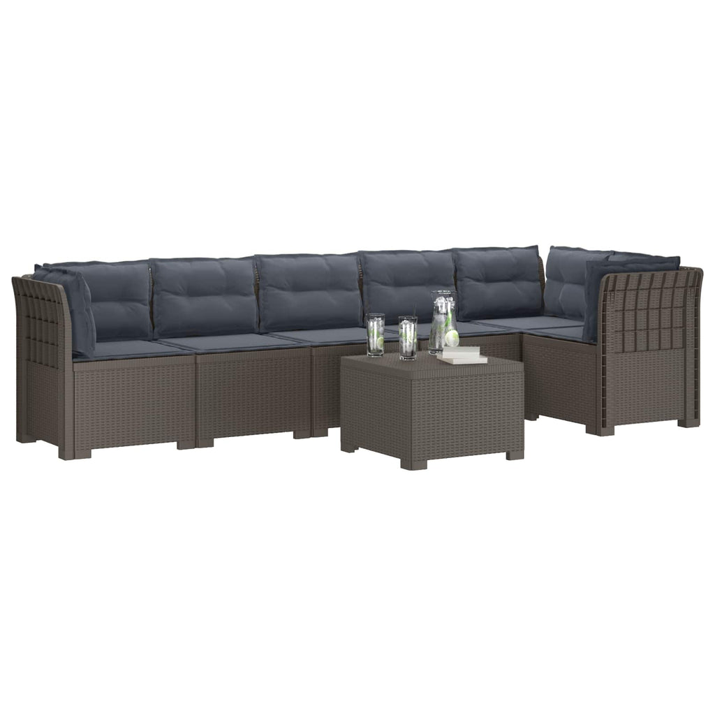 vidaXL Sofa Ogrodowa 6-osobowa z Poduszkami w Wyglądzie Rattanu PP