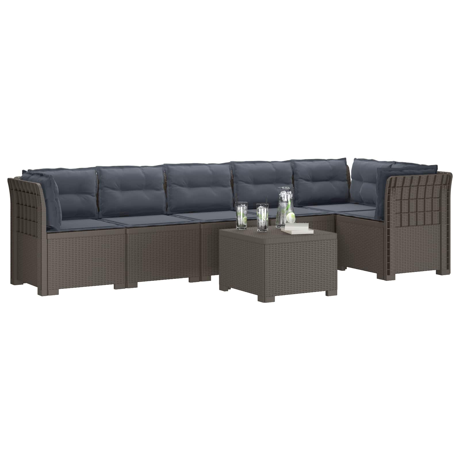 vidaXL Sofa Ogrodowa 6-osobowa z Poduszkami w Wyglądzie Rattanu PP