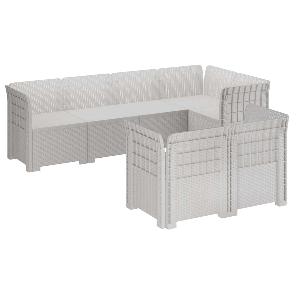 vidaXL Sofa ogrodowa 7-osobowa w wyglądzie rattanowym PP Biały