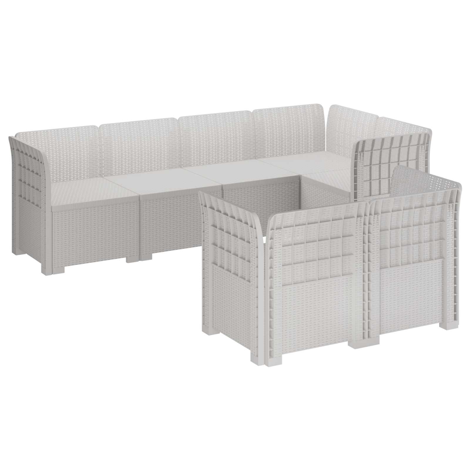 vidaXL Sofa ogrodowa 7-osobowa w wyglądzie rattanowym PP Biały