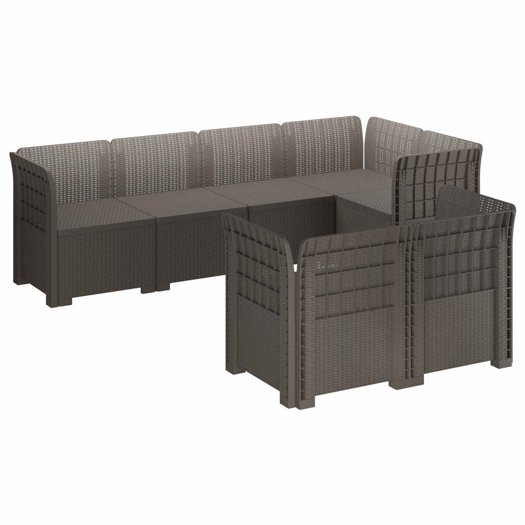 vidaXL Sofa ogrodowa 7-osobowa w wyglądzie rattanowym PP jasnoszary