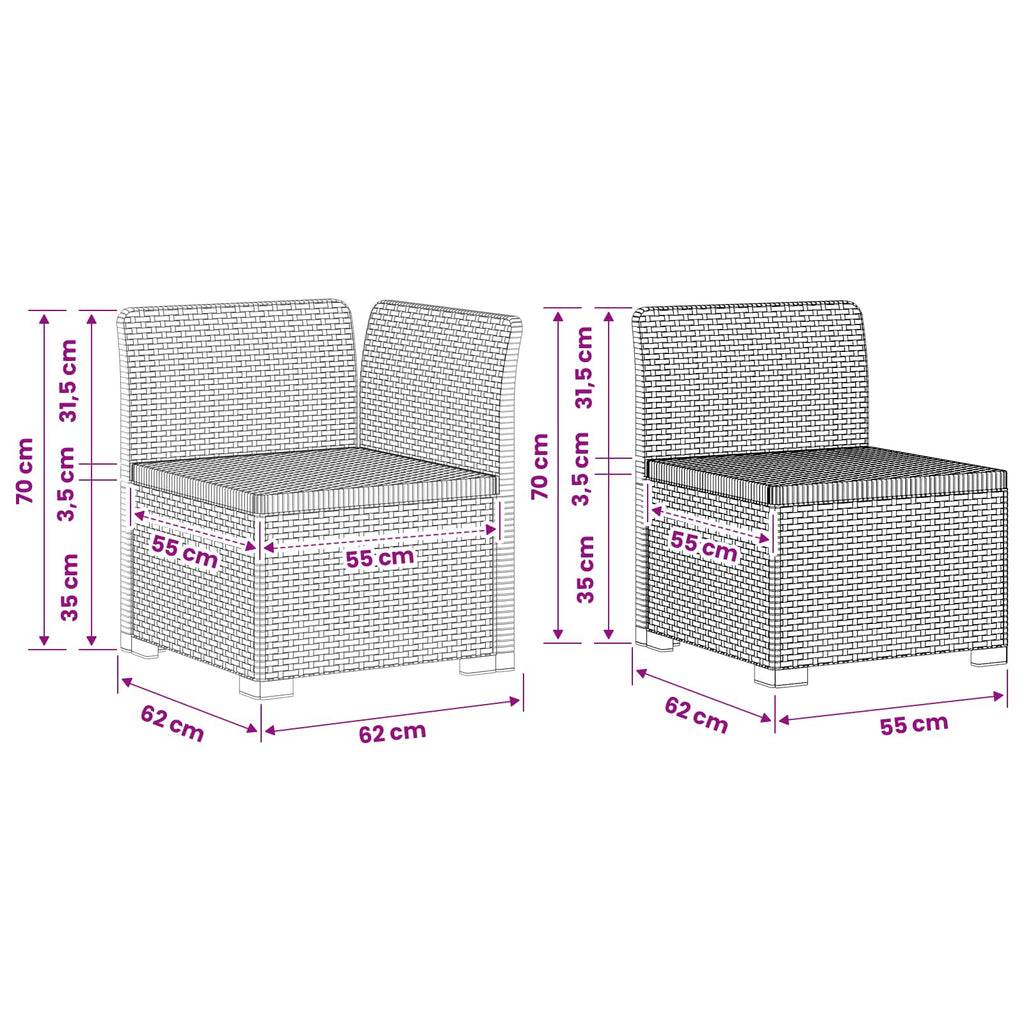 vidaXL Sofa ogrodowa 7-osobowa w wyglądzie rattanowym PP jasnoszary