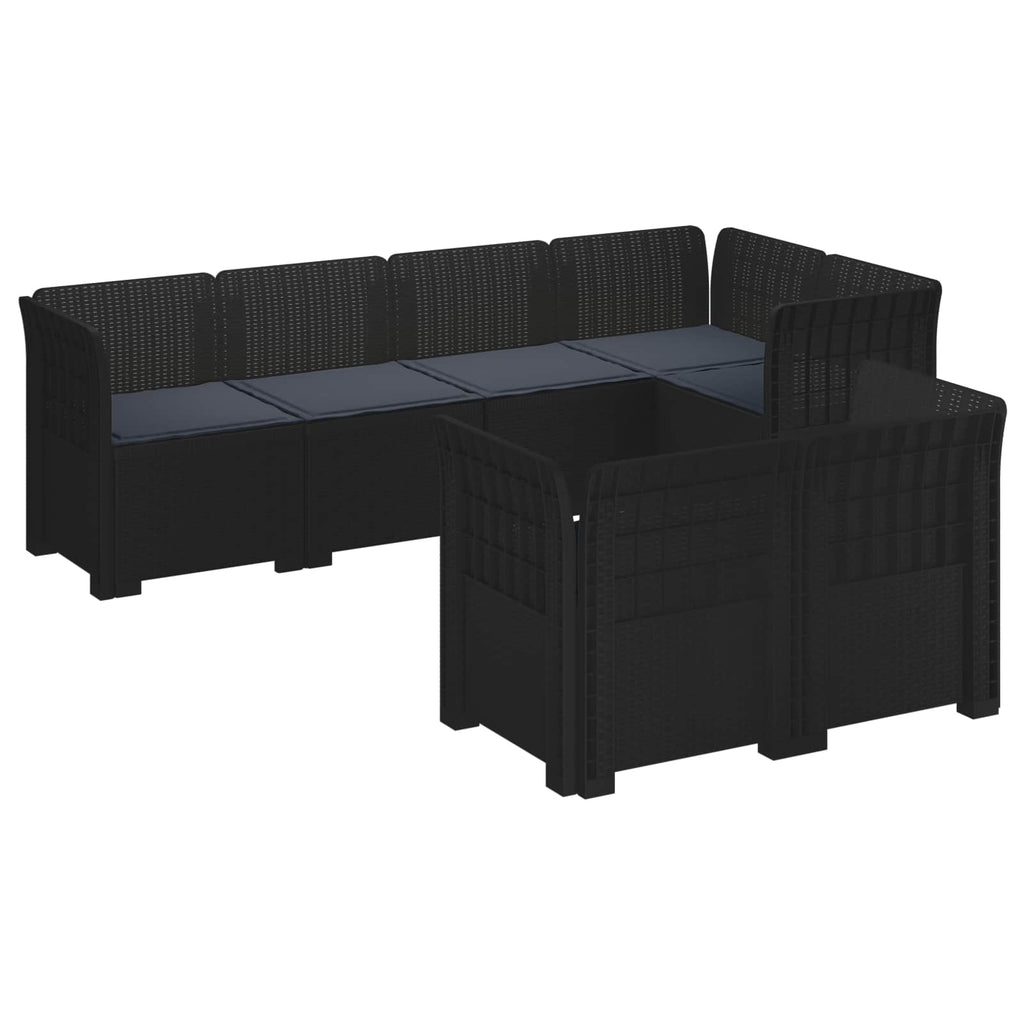 vidaXL Sofa ogrodowa 7-osobowa z poduszkami w wyglądzie rattanowym PP