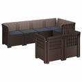 vidaXL Sofa ogrodowa 7-osobowa z poduszkami w wyglądzie rattanowym PP