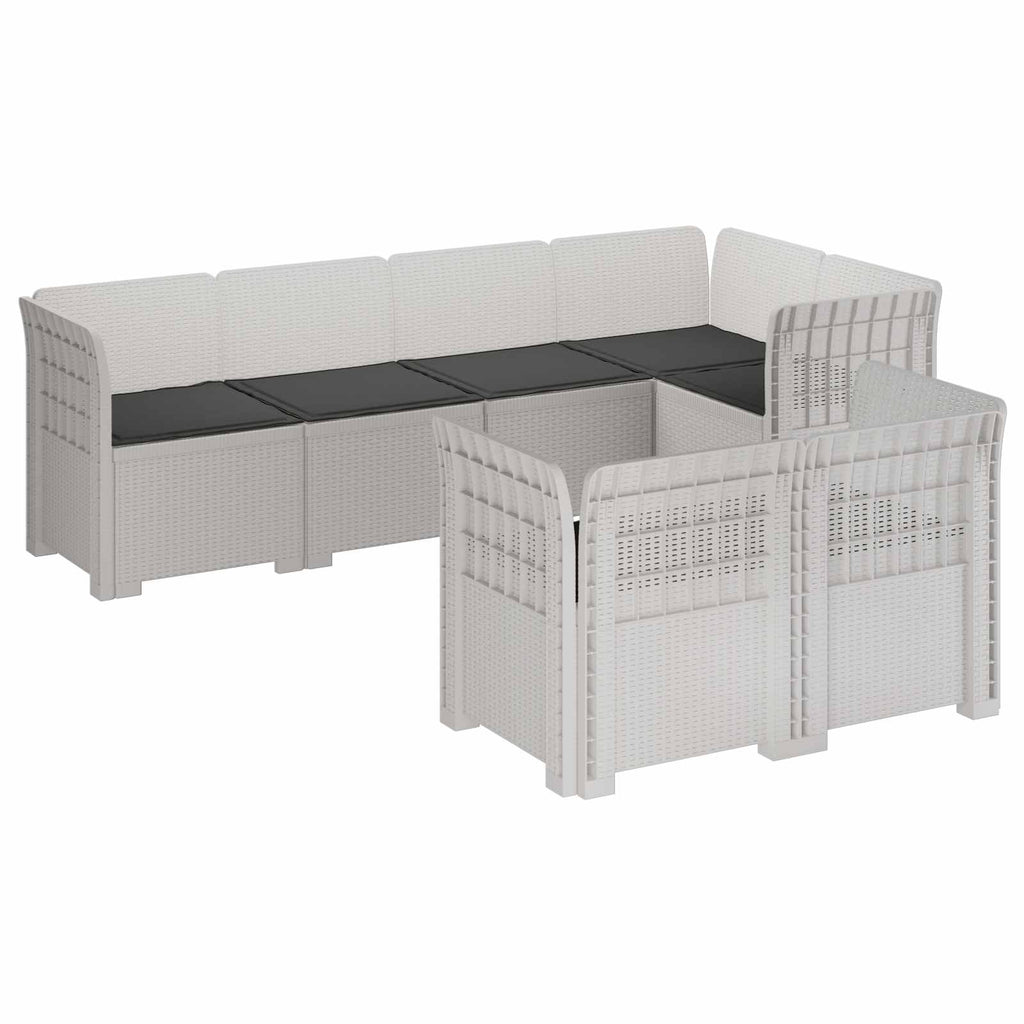 vidaXL Sofa ogrodowa 7-osobowa z poduszkami w wyglądzie rattanowym PP