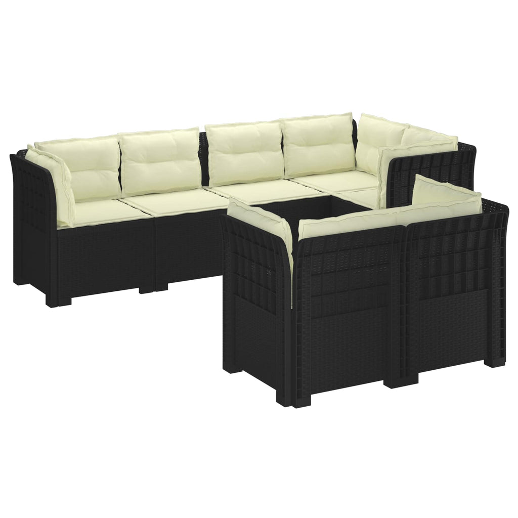 vidaXL Sofa ogrodowa 7-osobowa z poduszkami w wyglądzie rattanowym PP