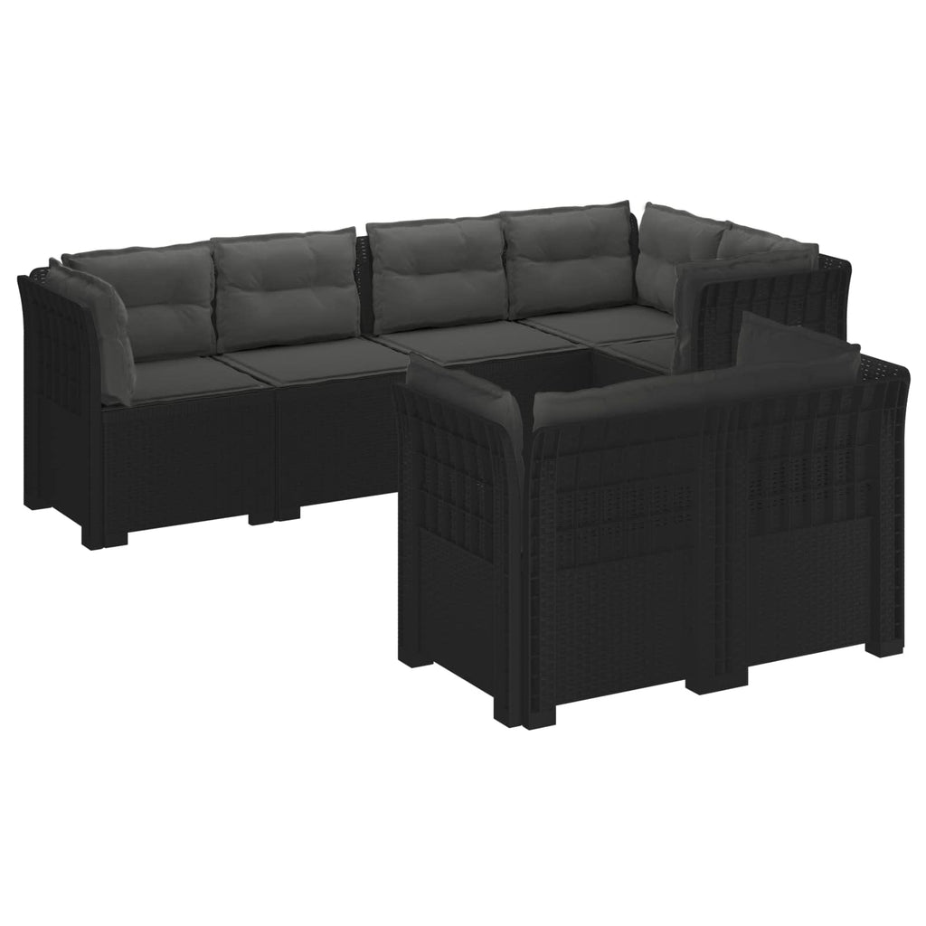 vidaXL Sofa ogrodowa 7-osobowa z poduszkami w wyglądzie rattanowym PP