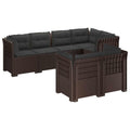 vidaXL Sofa ogrodowa 7-osobowa z poduszkami w wyglądzie rattanowym PP
