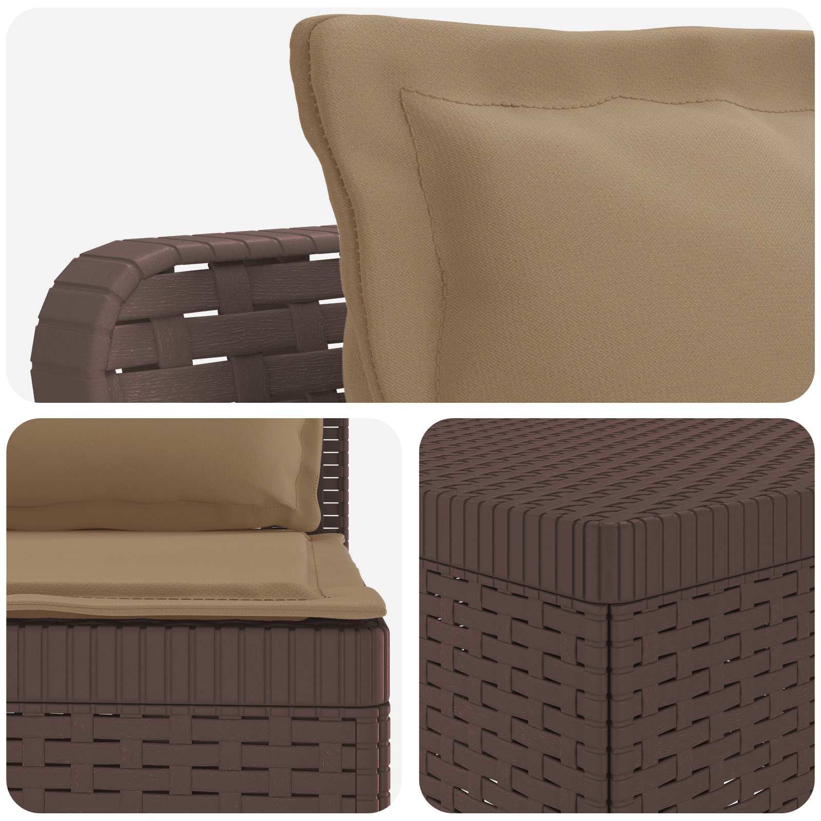 vidaXL Sofa ogrodowa 7-osobowa z poduszkami w wyglądzie rattanowym PP