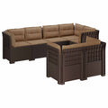 vidaXL Sofa ogrodowa 7-osobowa z poduszkami w wyglądzie rattanowym PP