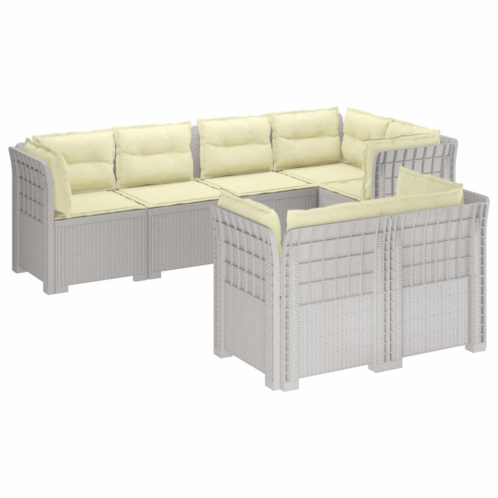 vidaXL Sofa ogrodowa 7-osobowa z poduszkami w wyglądzie rattanowym PP
