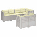 vidaXL Sofa ogrodowa 7-osobowa z poduszkami w wyglądzie rattanowym PP