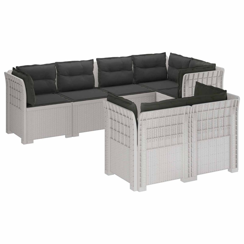 vidaXL Sofa ogrodowa 7-osobowa z poduszkami w wyglądzie rattanowym PP