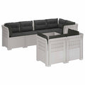 vidaXL Sofa ogrodowa 7-osobowa z poduszkami w wyglądzie rattanowym PP