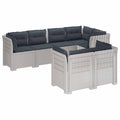 vidaXL Sofa ogrodowa 7-osobowa z poduszkami w wyglądzie rattanowym PP