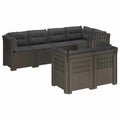 vidaXL Sofa ogrodowa 7-osobowa z poduszkami w wyglądzie rattanowym PP