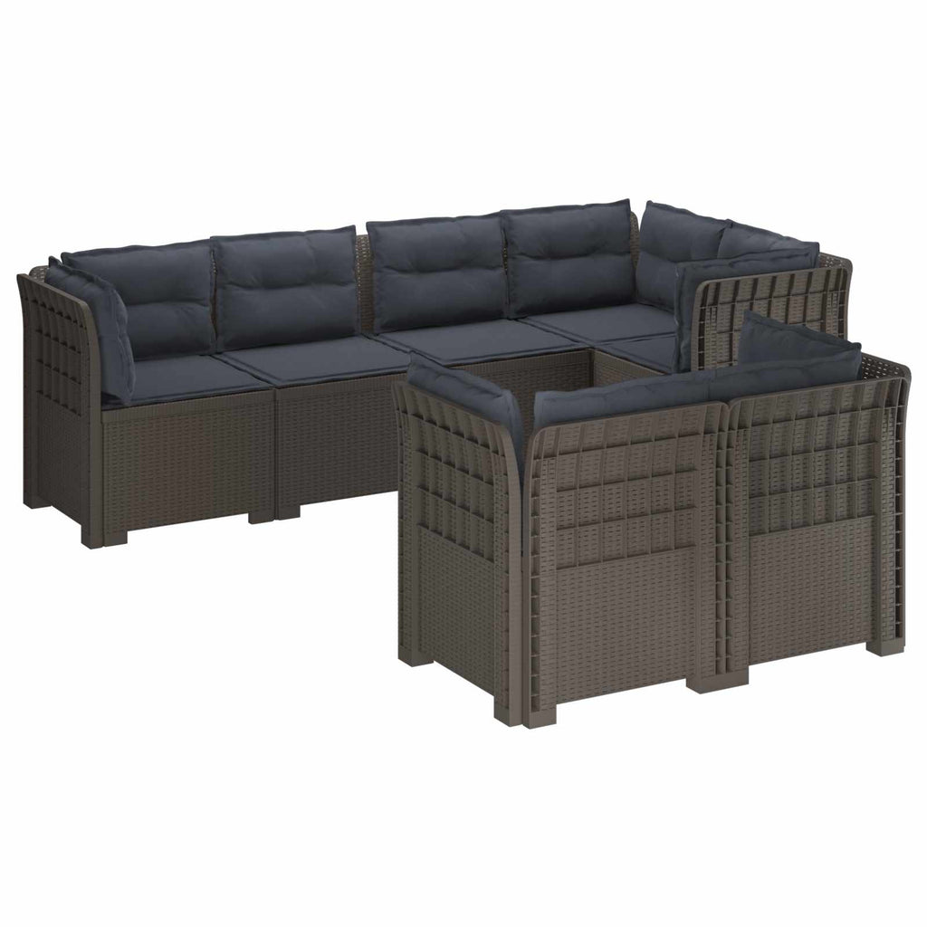 vidaXL Sofa ogrodowa 7-osobowa z poduszkami w wyglądzie rattanowym PP