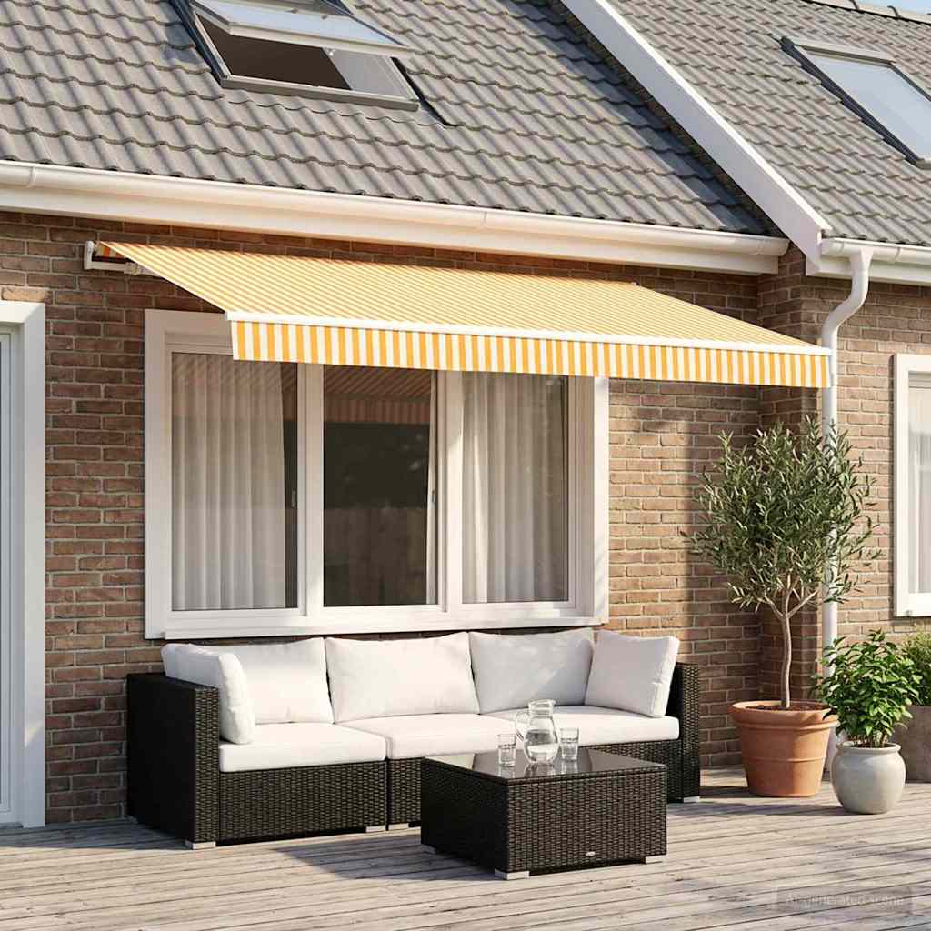 vidaXL Materiał zapasowy do markizy Żółty i Biały 350 x 250 cm