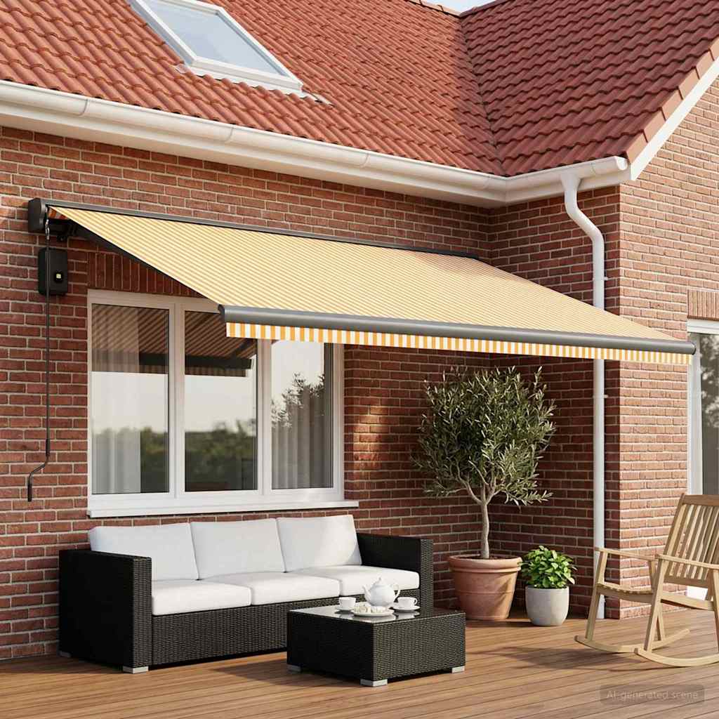 vidaXL Materiał zapasowy do markizy Żółty i Biały 450 × 300 cm