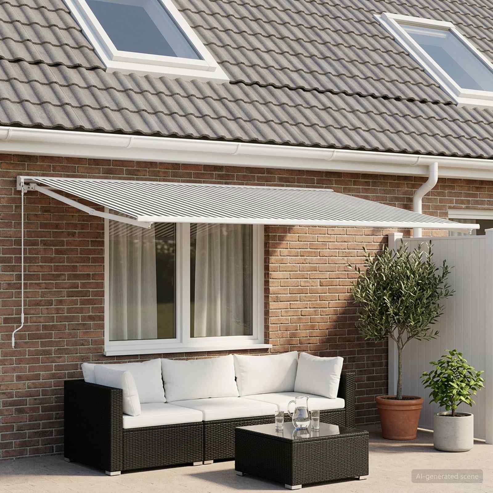 vidaXL Materiał zapasowy do markizy Antracytowy i biały 300 x 200 cm