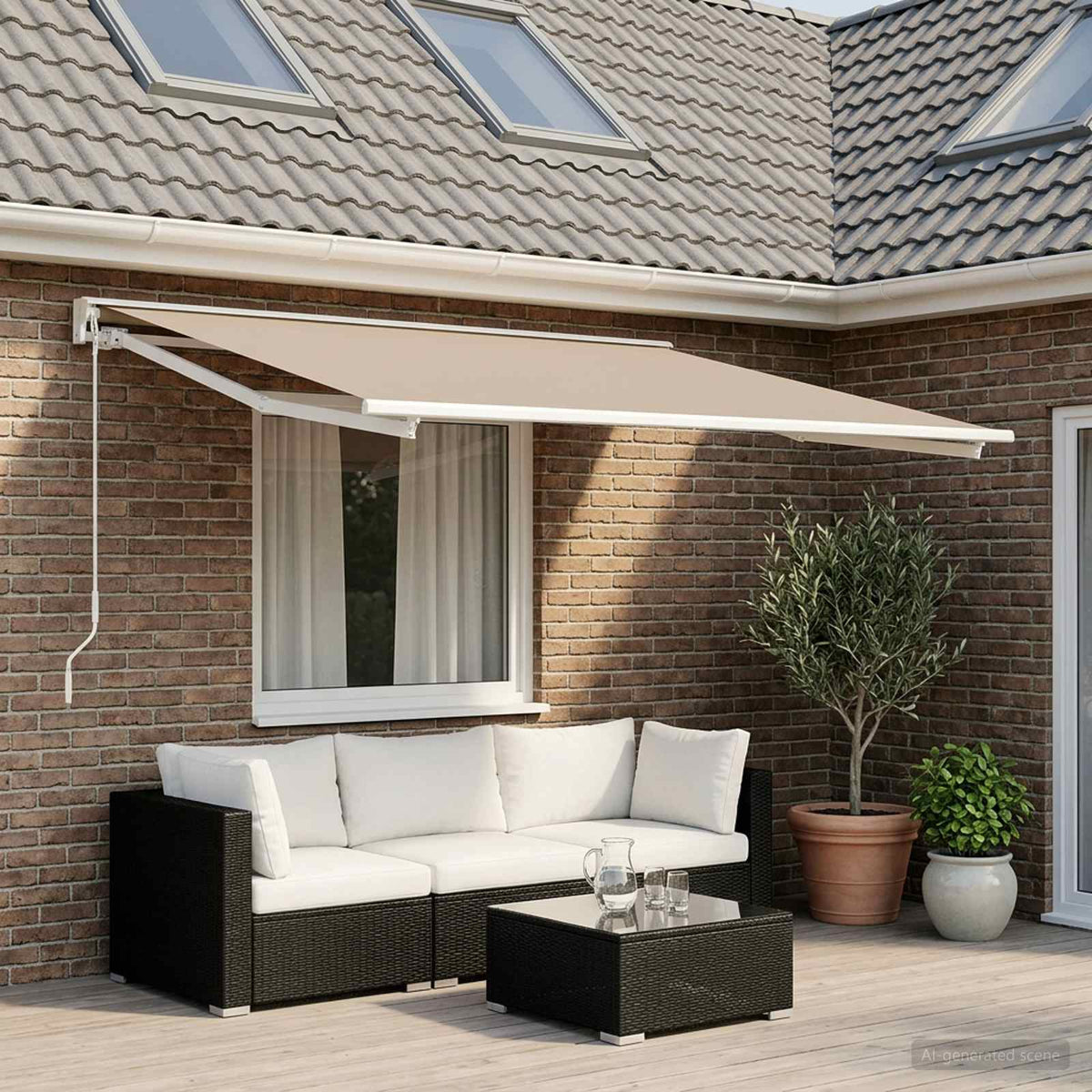 vidaXL Materiał zapasowy do markizy Beżowy 450 × 350 cm Poliester