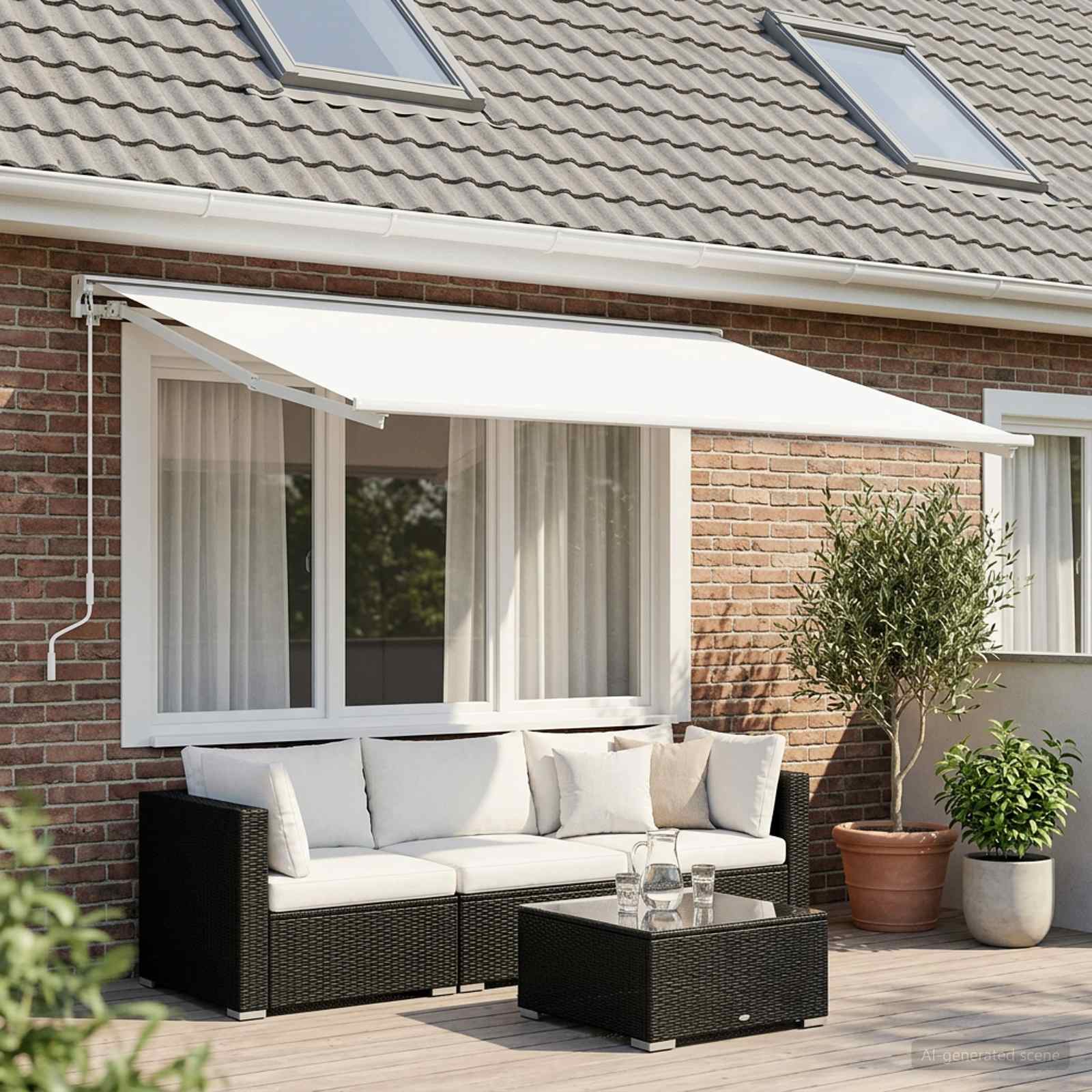vidaXL Materiał zapasowy do markizy Biały 350 x 200 cm Poliester