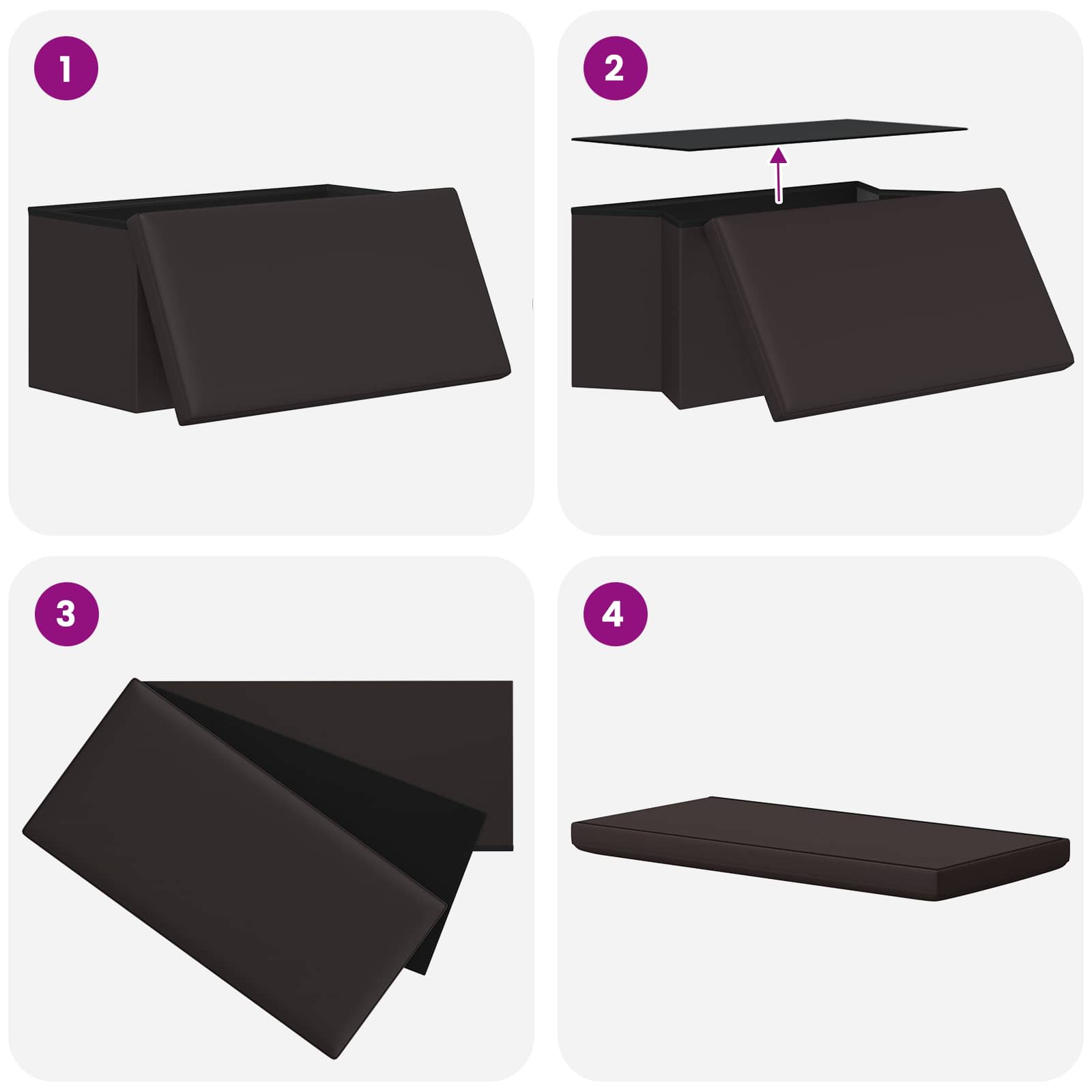 vidaXL Składana ławka do przechowywania brązowy PVC