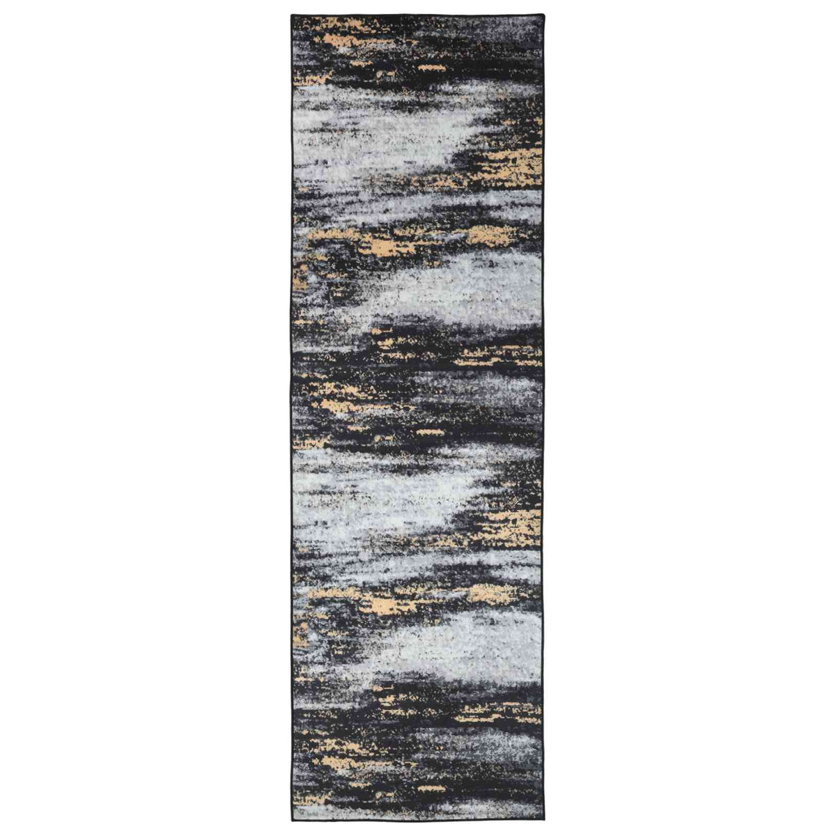 vidaXL Chodnik dywanowy LESAKA Czarny i złoto 80 x 450 cm