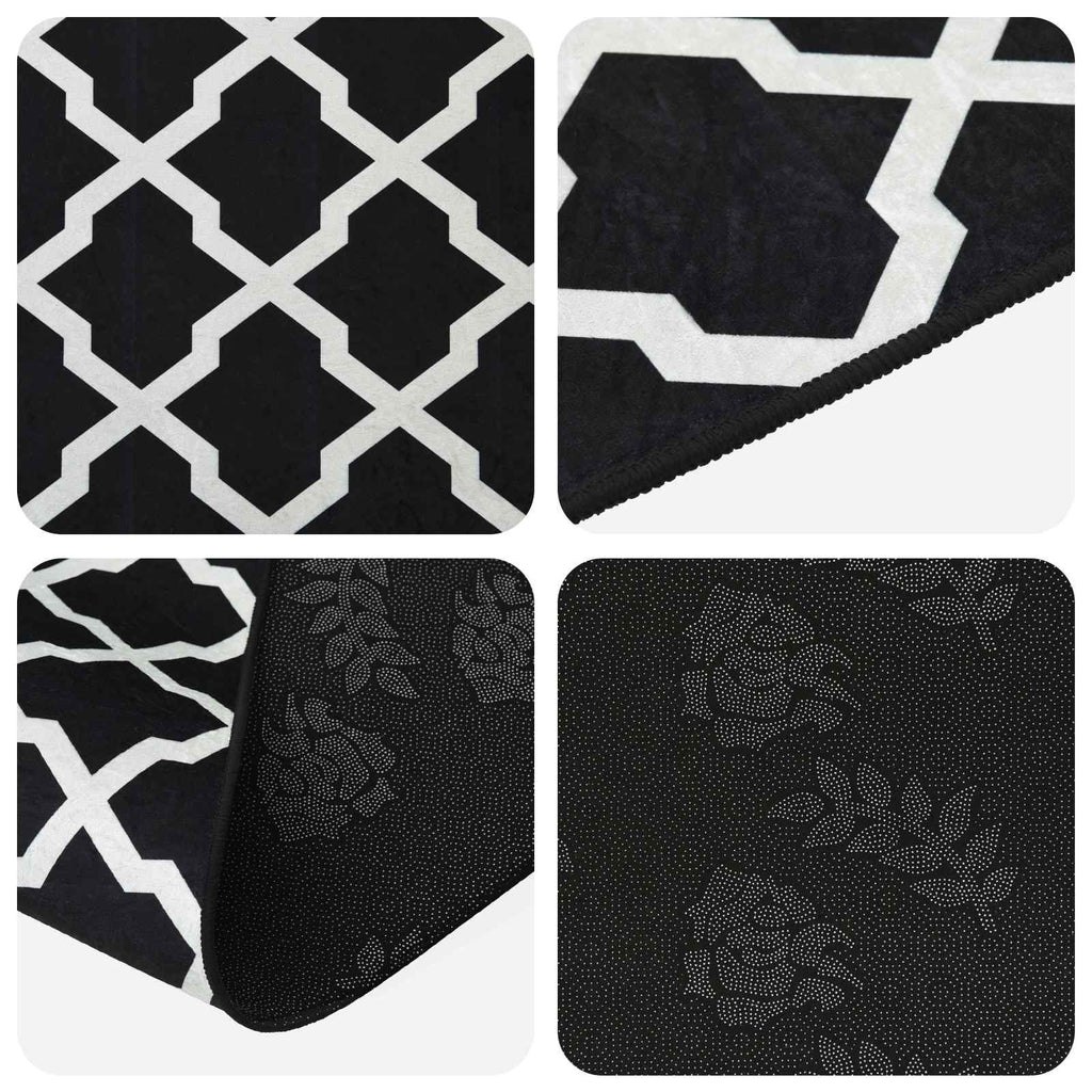 vidaXL Chodnik dywanowy LESAKA Czarny i biały 80 x 100 cm