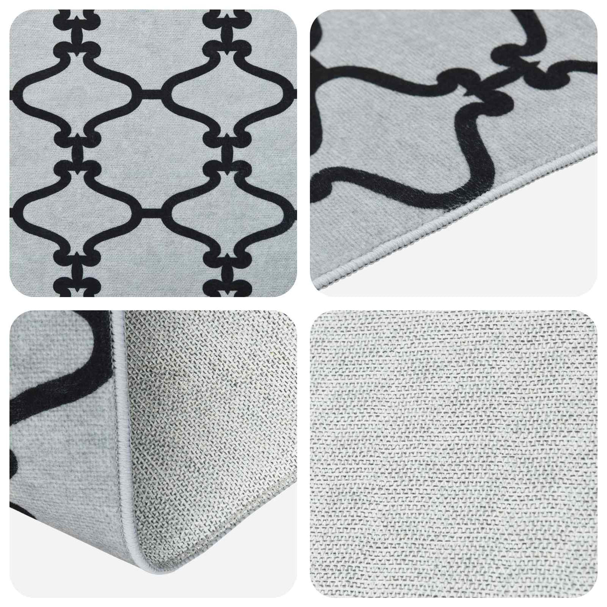 vidaXL Chodnik dywanowy ORIZ 1150 gsm Czarny wzór siatkowy