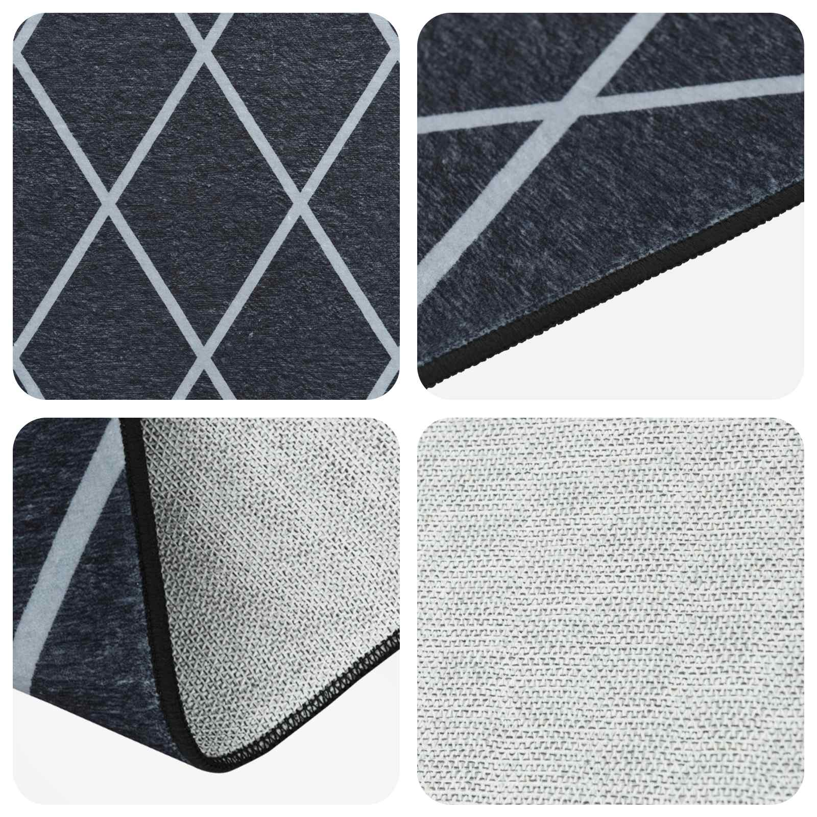 vidaXL Chodnik dywanowy ORIZ 1150 gsm Czarny wzór siatkowy