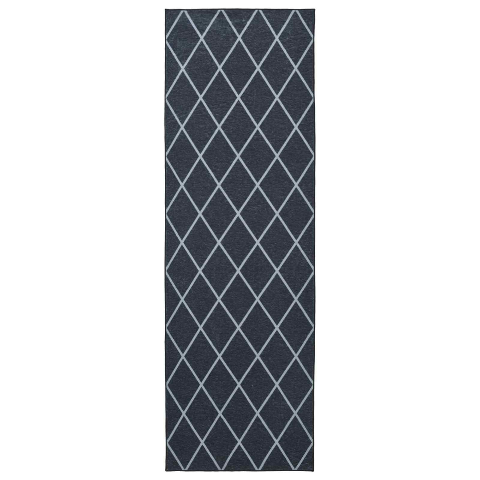vidaXL Chodnik dywanowy ORIZ 1150 gsm Czarny wzór siatkowy