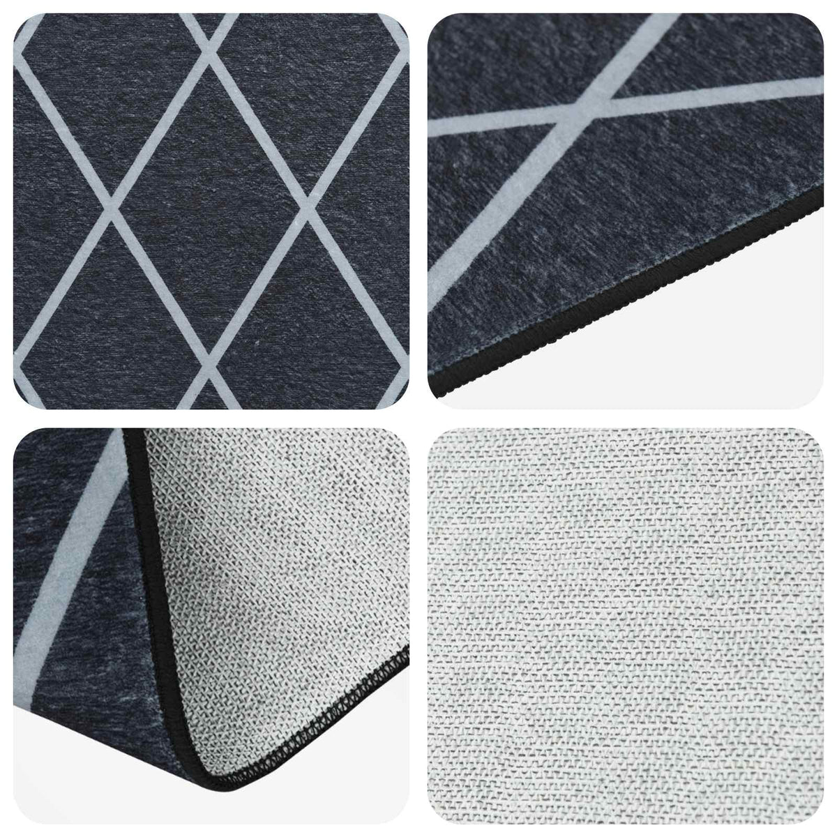 vidaXL Chodnik dywanowy ORIZ 1150 gsm Czarny wzór siatkowy