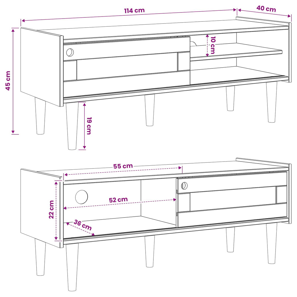 vidaXL Szafka pod telewizor BILBAO 114 x 40 x 45 cm Ciemny karmel