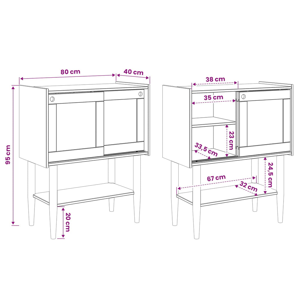 vidaXL Konsola BILBAO Ciemny karmel 80 x 40 x 95 cm