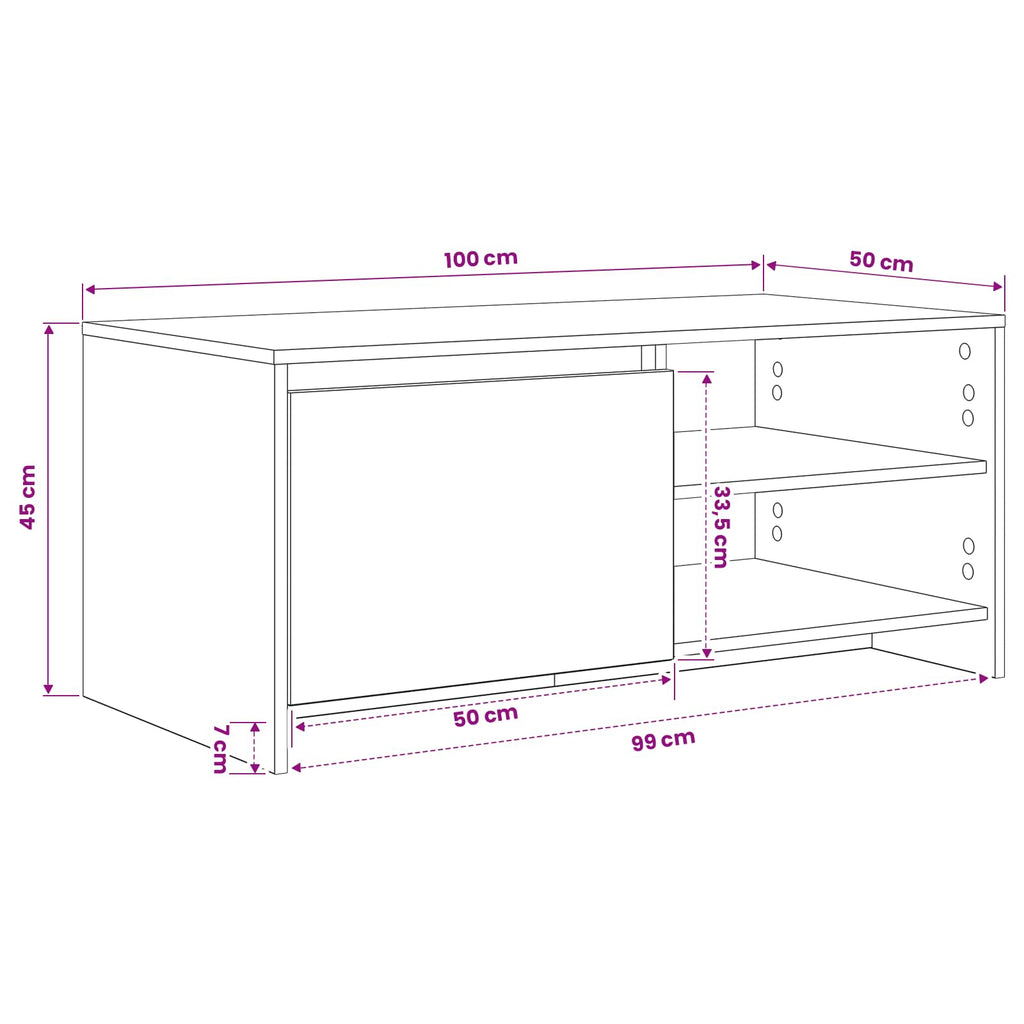 vidaXL Stolik kawowy Stare drewno 102 x 50 x 45 cm Drewno inżynieryjne