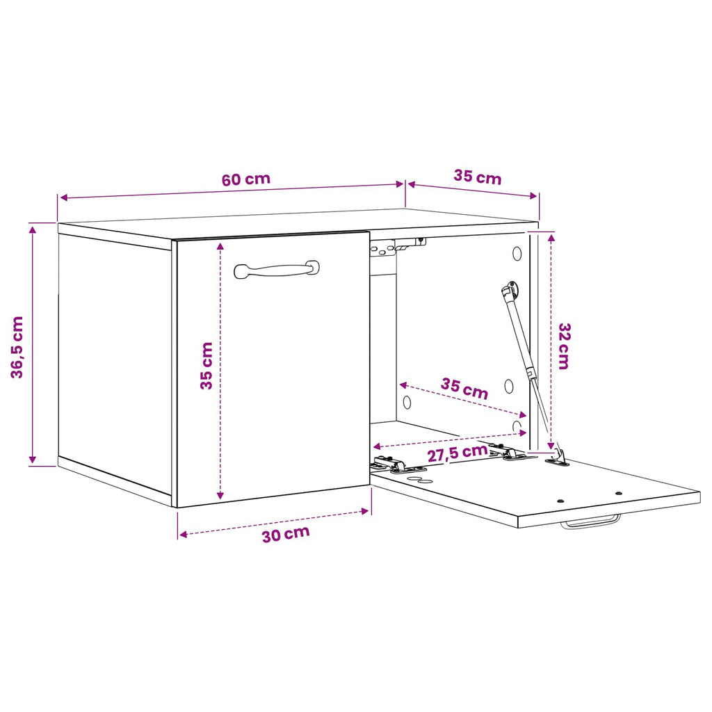 vidaXL Szafka ścienna 60 x 36,5 x 35 cm Drewno inżynieryjne Czarny dąb