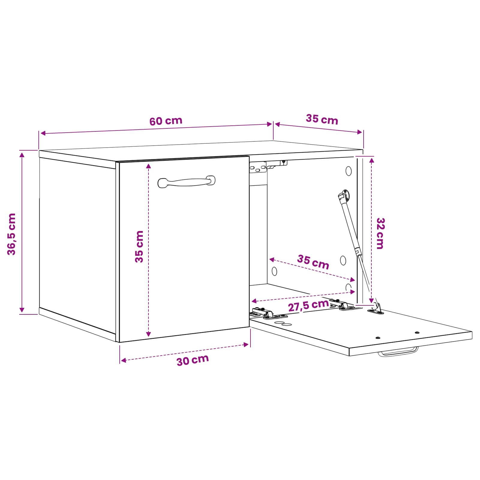 vidaXL Szafka ścienna 60 x 36,5 x 35 cm Drewno inżynieryjne Czarny dąb