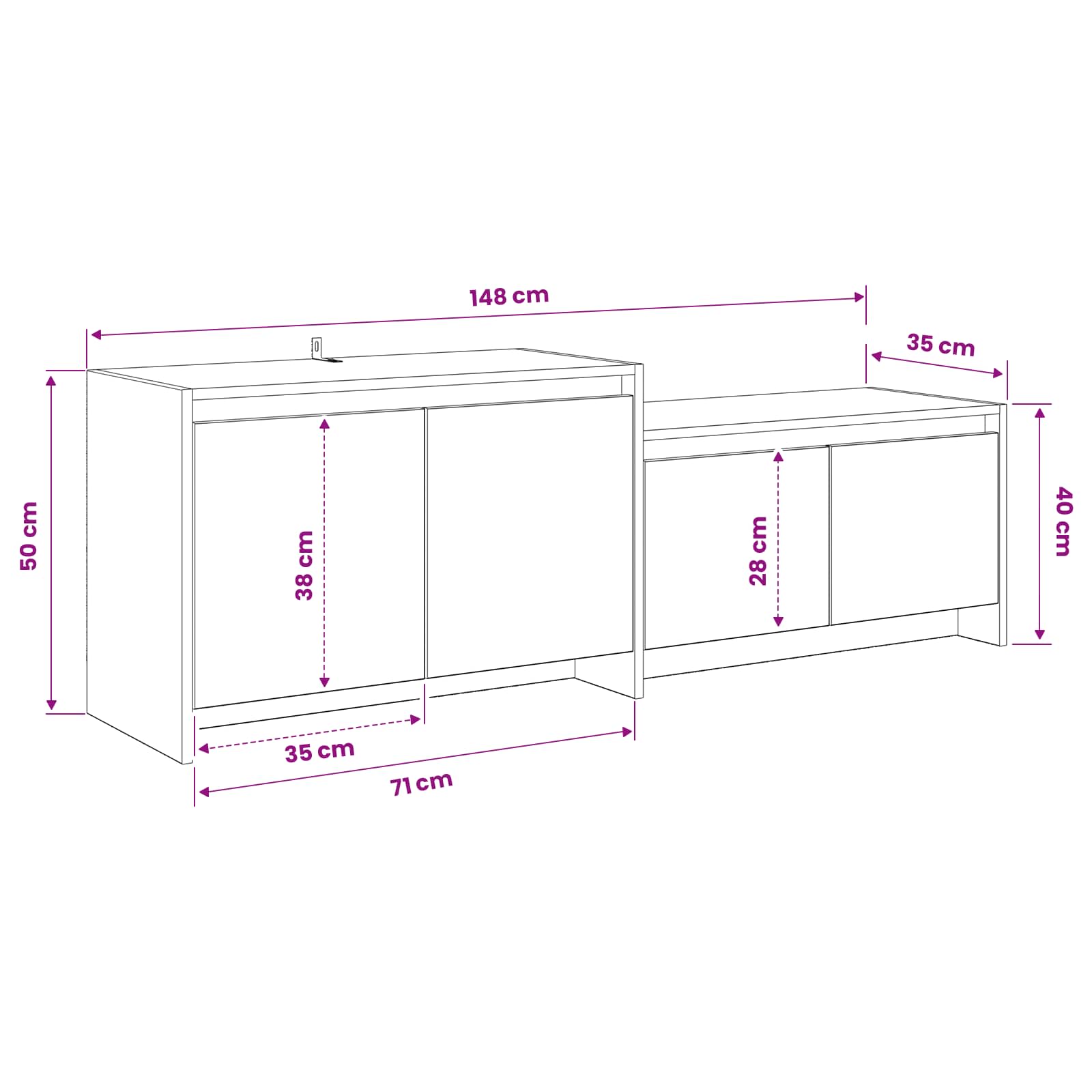 vidaXL Szafka pod telewizor 147 x 35 x 50 cm Dąb artisan
